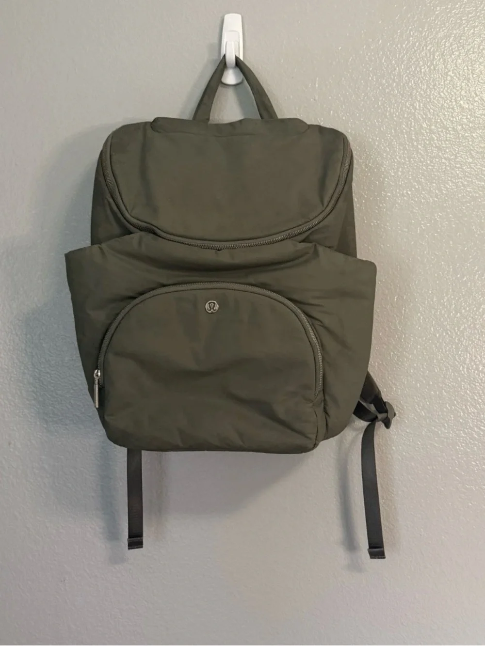 lululemon athletica Olive Green Diaper Backpack with Front Zip Pocket